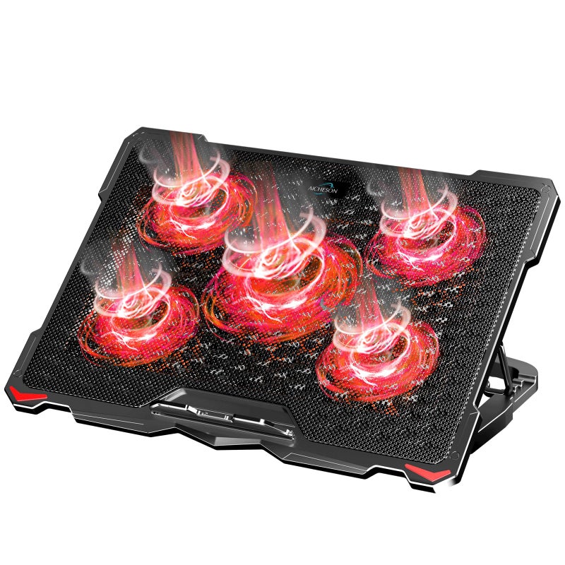 AICHESON Laptop Cooling Pad for 17.3" Notebook, Red 5 Fans - Image 1